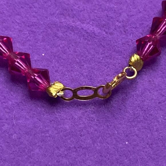 💛 Vintage 14k Gold & Pink Austrian Crystal Stacking Bracelet - Picture 4 of 4